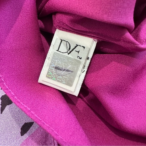 Diane Von Furstenberg DVF sleeveless halter silk blouse size 0 purple multicolor - Picture 5 of 6